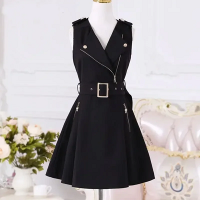 Summer british fashion black gothic punk dress