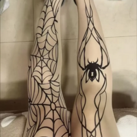 Gothic Punk Spider Web Stockings - Thumbnail 6