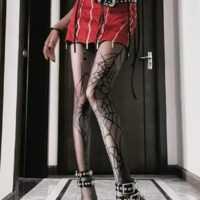 Gothic Punk Spider Web Stockings - Thumbnail 4
