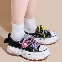 Colorful Lace Cute Kitty Canvas Shoes - Thumbnail 1