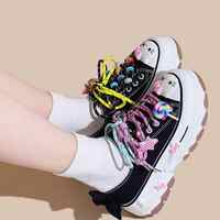 Colorful Lace Cute Kitty Canvas Shoes - Thumbnail 3