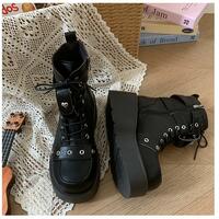 Gothic Punk Platform Boots With Heart Studded - Thumbnail 5