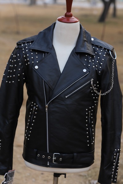 Crafted Leather Men's Punk Style Studded Leather Jacket 