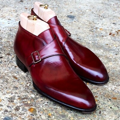 Handmade dress shoes genuine leather monk strap chukka boot - Thumbnail 3