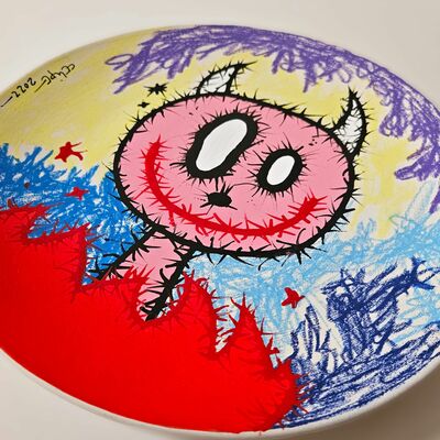 Ceramic plate "pink demon" by celipe perroloco 