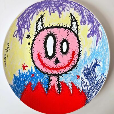 Ceramic plate "pink demon" by celipe perroloco 