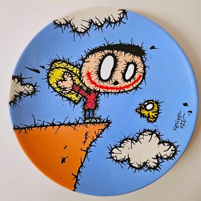 Ceramic plate "flying lessons ii"  by celipe perroloco 