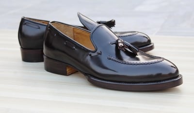 Crafted Leather Classic Premium Dark Brown Calf Leather Tassel Loafers Dress Shoes