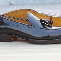 Crafted Leather Classic Premium Dark Brown Calf Leather Tassel Loafers Dress Shoes - Thumbnail 1