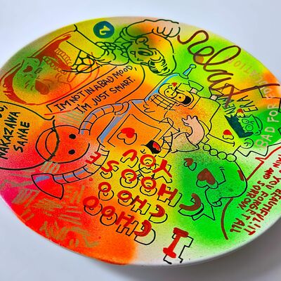 Ceramic plate: "smart vender" by judas arrieta
