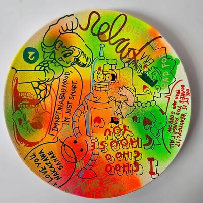Ceramic plate: "smart vender" by judas arrieta