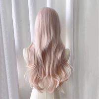 Light Pink Long Curly Wig  - Thumbnail 2