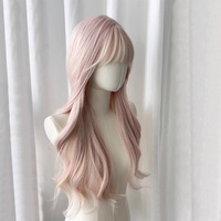Light Pink Long Curly Wig  - Thumbnail 1