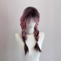 Pink Black Mixed Gradient Mid-length Wig  - Thumbnail 1