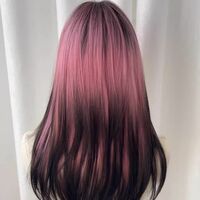 Pink Black Mixed Gradient Mid-length Wig  - Thumbnail 4