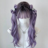 Purple Grey Mixed Gradient Curly Wig  - Thumbnail 2