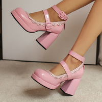 Sweet Lace Mary Jane Heels Shoes - Thumbnail 1