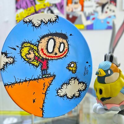 Ceramic plate "flying lessons ii"  by celipe perroloco 