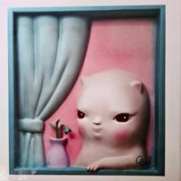 Set Ceramic Tile "Looking at the World: Two Curious Creatures" by Clementine Bal - Thumbnail 2
