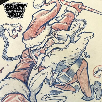 Santa vs krampus '21 final pencil or rough art - Thumbnail 3