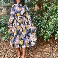 Floral pleated dress (Sz s) - Thumbnail 1