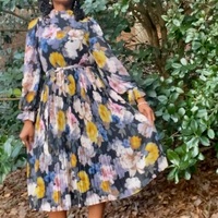 Floral pleated dress (Sz s) - Thumbnail 2