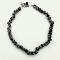 Knit sterling Silver with Banded Lava Beads