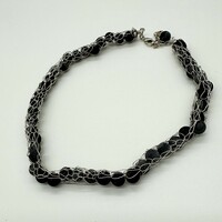 Knit sterling Silver with Banded Lava Beads - Thumbnail 1