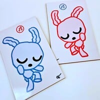 Set Ceramic Tile "Pink & Blue Bunny" Art by Celipe Perroloco - Thumbnail 3