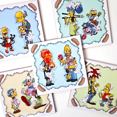 Set ceramic tile "deconstructed springfield universe" by dhani barragan 