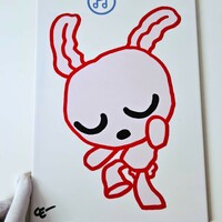 Set Ceramic Tile "Pink & Blue Bunny" Art by Celipe Perroloco - Thumbnail 4