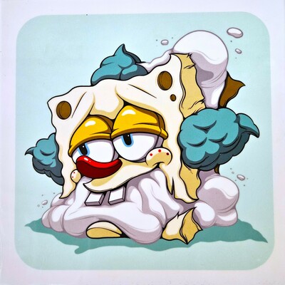 Ceramic tile "deconstructed bob the clown" art by dhani barragan 