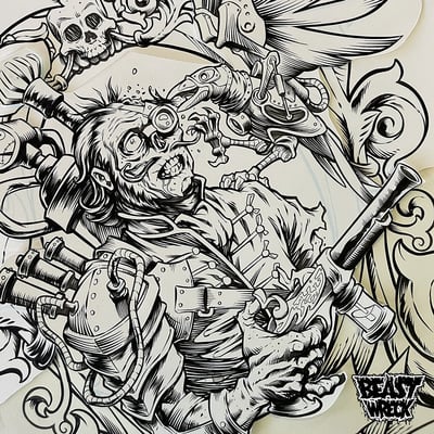 STEAMPUNK ZOMBIE ink artwork