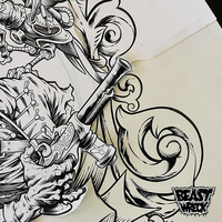 STEAMPUNK ZOMBIE ink artwork - Thumbnail 4