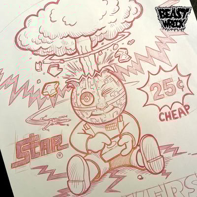 Trash compactor kids pencil art