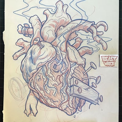 Trash heart pencil art
