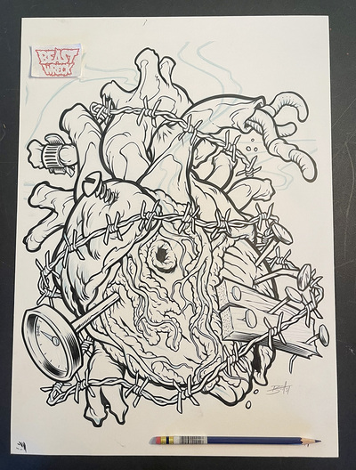 TRASH HEART ink art