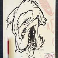 TRISECTA WOLF HEAD inked artwork - Thumbnail 1