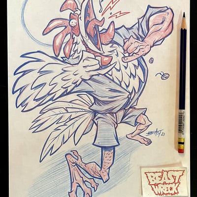 Were-chicken pencil artwork