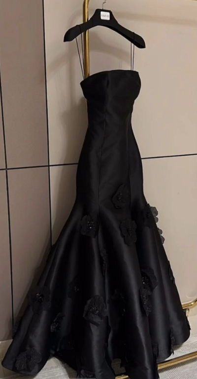 Elegant Spaghetti Straps Mermaid Black Prom Dresses