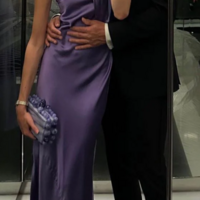 Classy One Shoulder Purple Long Evening Dresses - Thumbnail 1
