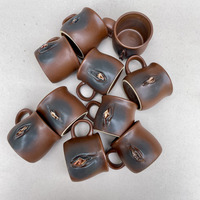 Espresso women cups 160 ml. with roses, handmade ceramic stylish gift - Thumbnail 3