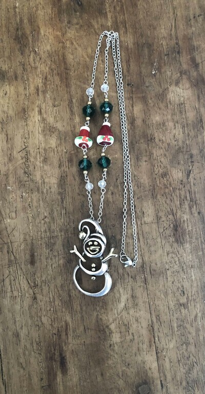 Santa Hat Snowman Necklace