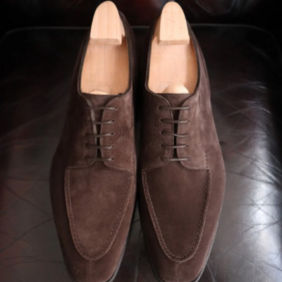Handmade men brown suede leather oxford lace up dress shoes - Thumbnail 1