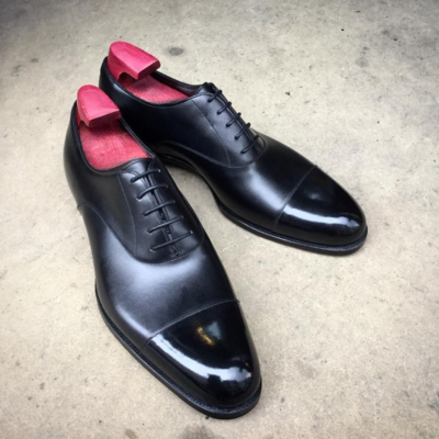 Handmade black calf leather dress shoes - Thumbnail 2