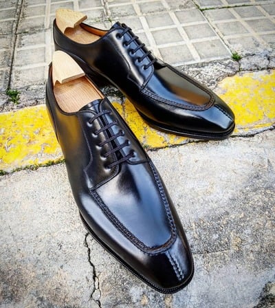 Handmade Men Black Calf Leather Oxford Dress Shoes