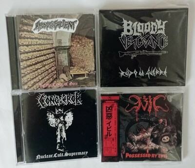 ABORTOFACIENT, BLOODY VENGEANCE, CONQUEROR, EVIL Cds