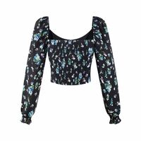 One-shoulder long-sleeved design summer vacation leisure shopping slim T-shirt - Thumbnail 1