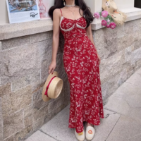 Retro style temperament waist-hugging figure sling hip-hugging long skirt dress - Thumbnail 3