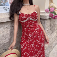 Retro style temperament waist-hugging figure sling hip-hugging long skirt dress - Thumbnail 1